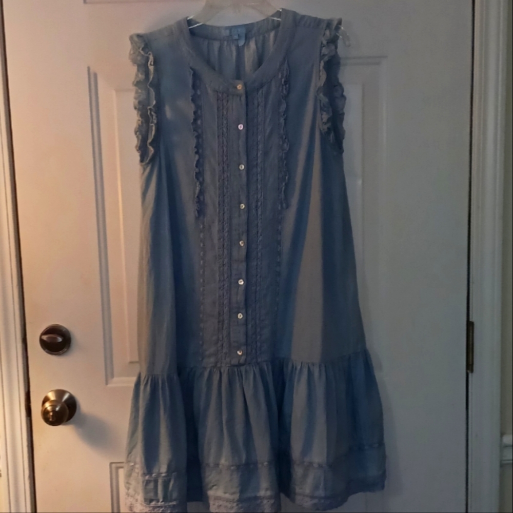 Draper James LightBlue Ruffle Sleeveless Dress Size M